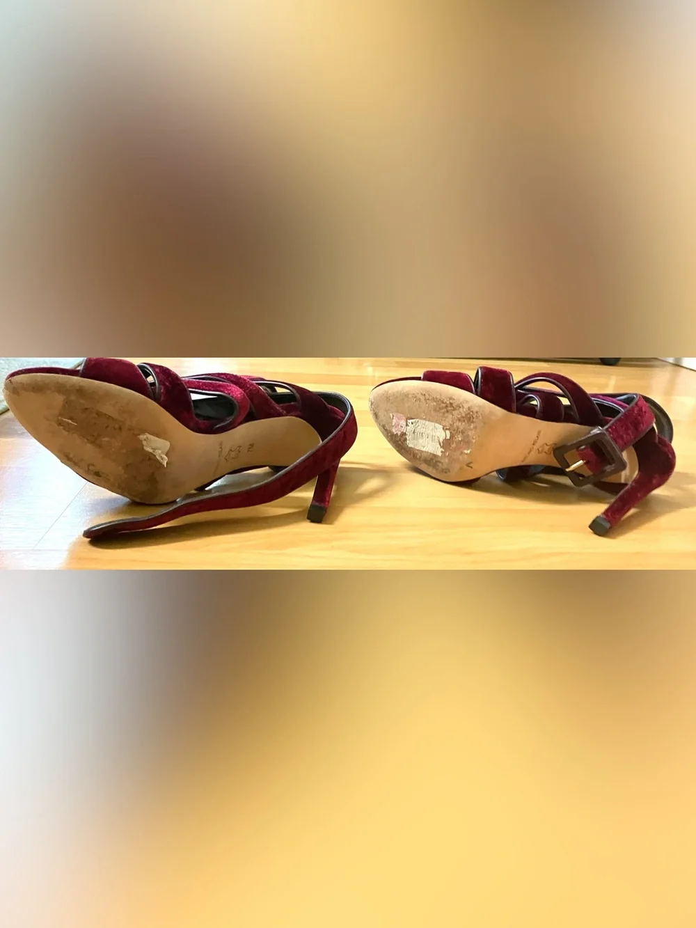 Antonio Melani Deep Burgundy Velvet Strappy High Heels: Size 7